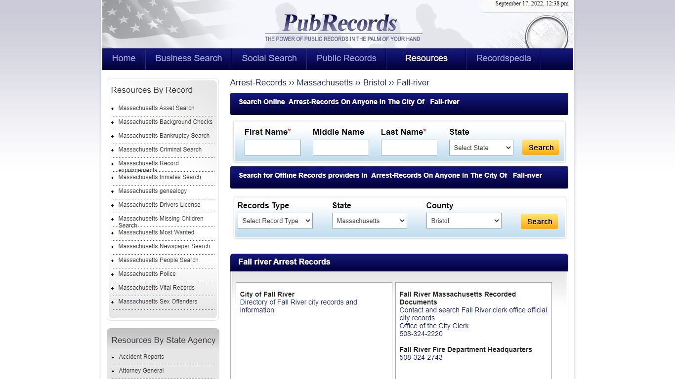 Fall river, Bristol County, Massachusetts Arrest Records